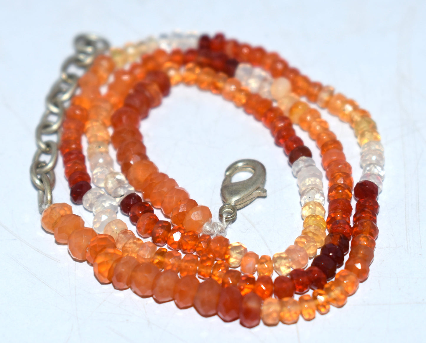 Natural Opal And Carnelian Round Faceted Bead Necklace