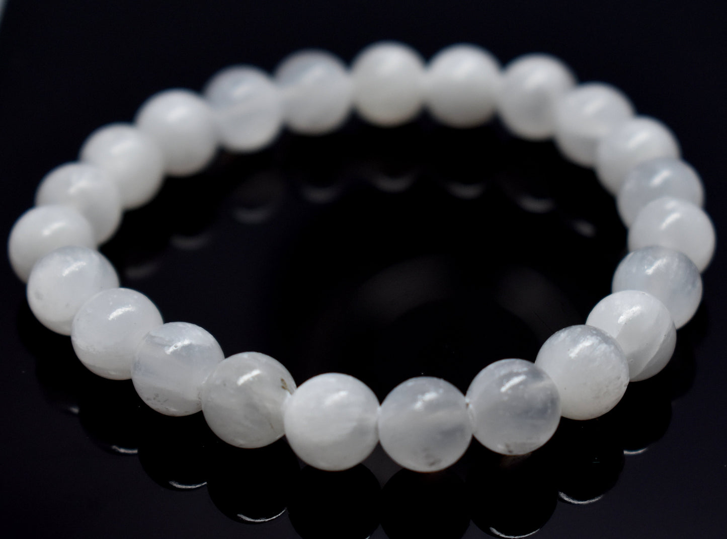 Natural Selenite Bracelet, Gemstone Beaded Bracelet, Stretchable Bracelet, Crown Chakra Bracelet, Men And Women