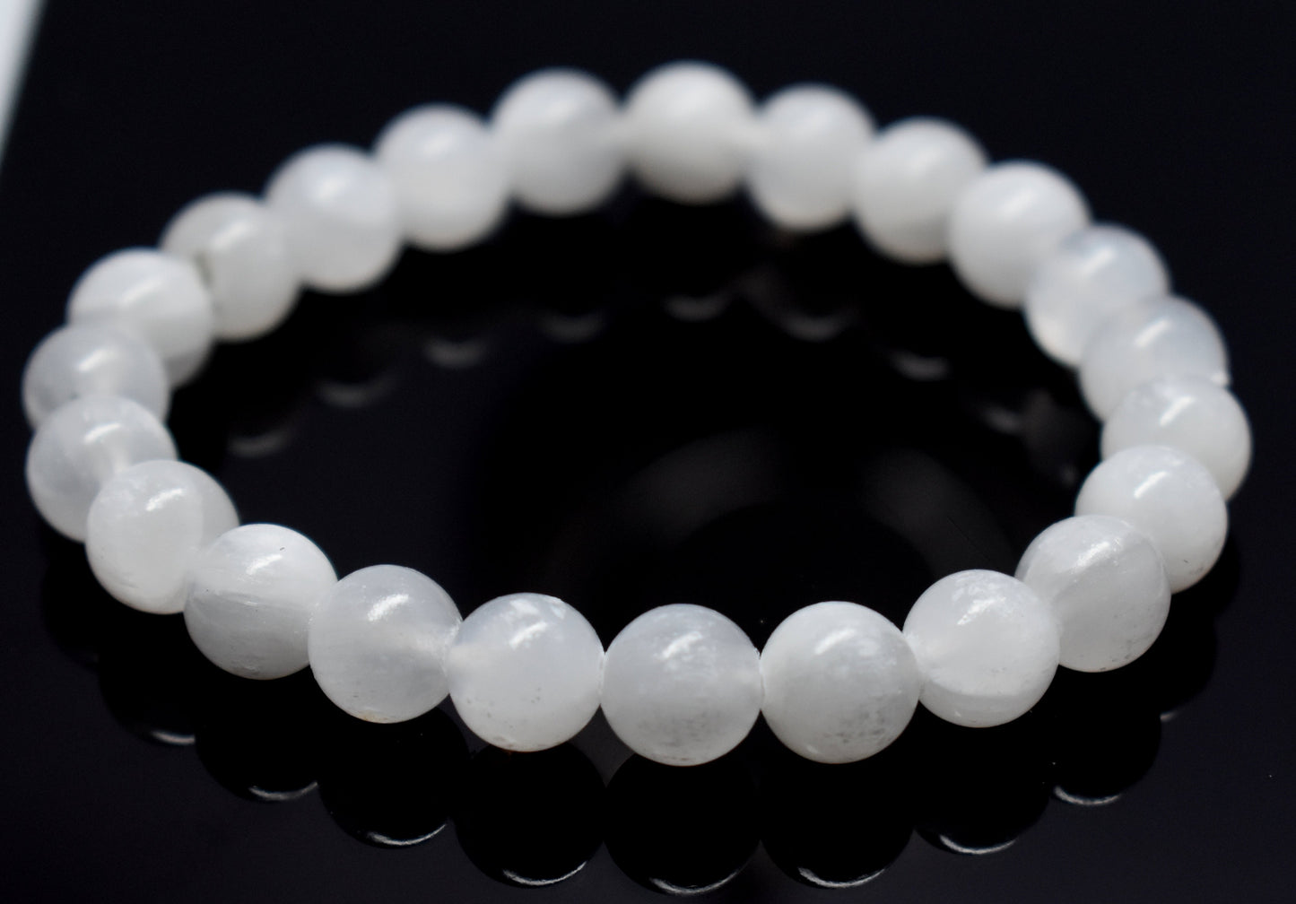 Natural Selenite Bracelet, Gemstone Beaded Bracelet, Stretchable Bracelet, Crown Chakra Bracelet, Men And Women