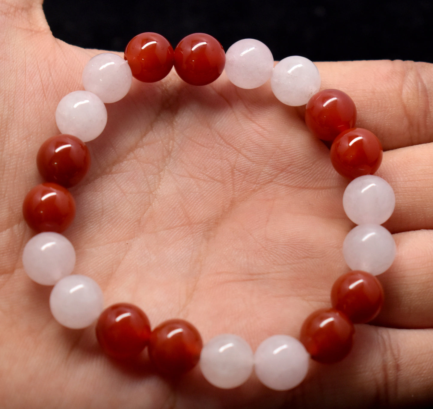 Carnelian and Rose Quartz Adjustable Bracelet, Mens & Women Crystal Bracelet,