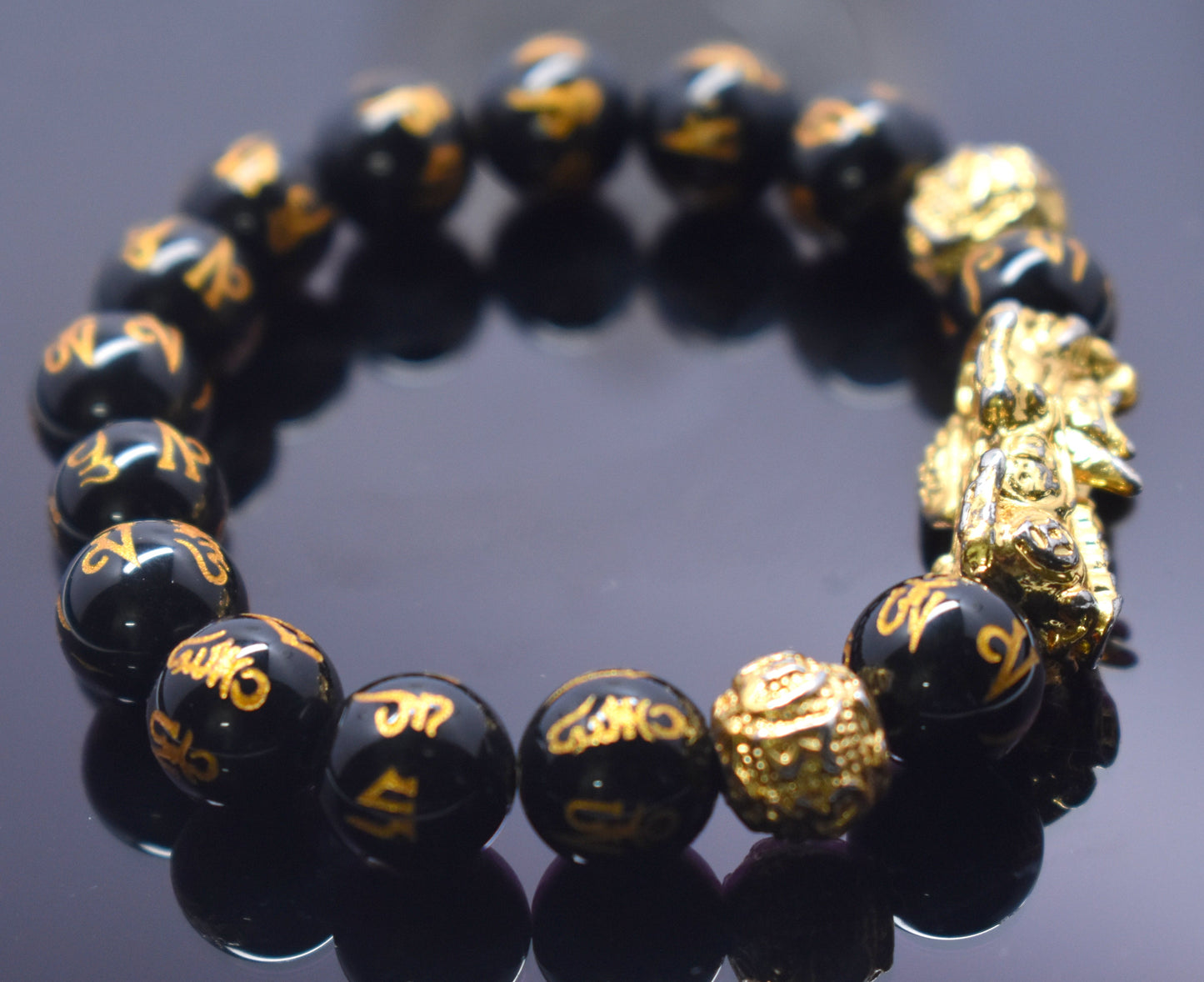 Feng Shui Black Obsidian Wealth Adjustable Bracelet