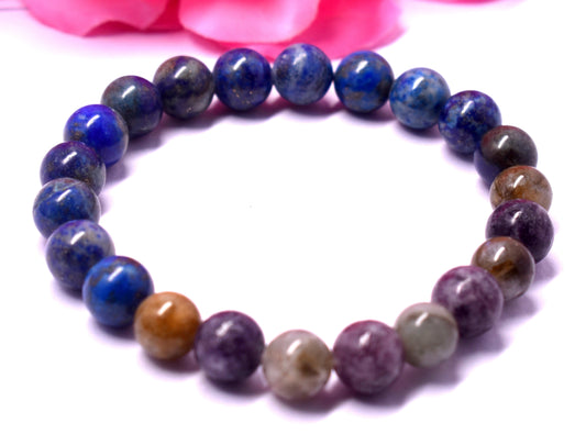 Lapis Lazuli, Lepidolite And Labradorite Bead Bracelet