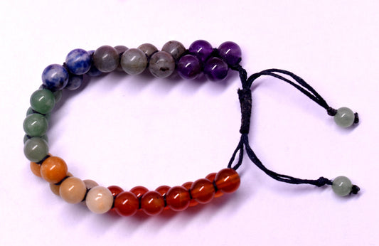 7 Chakra Double Beaded Wire Adjustable Bracelet