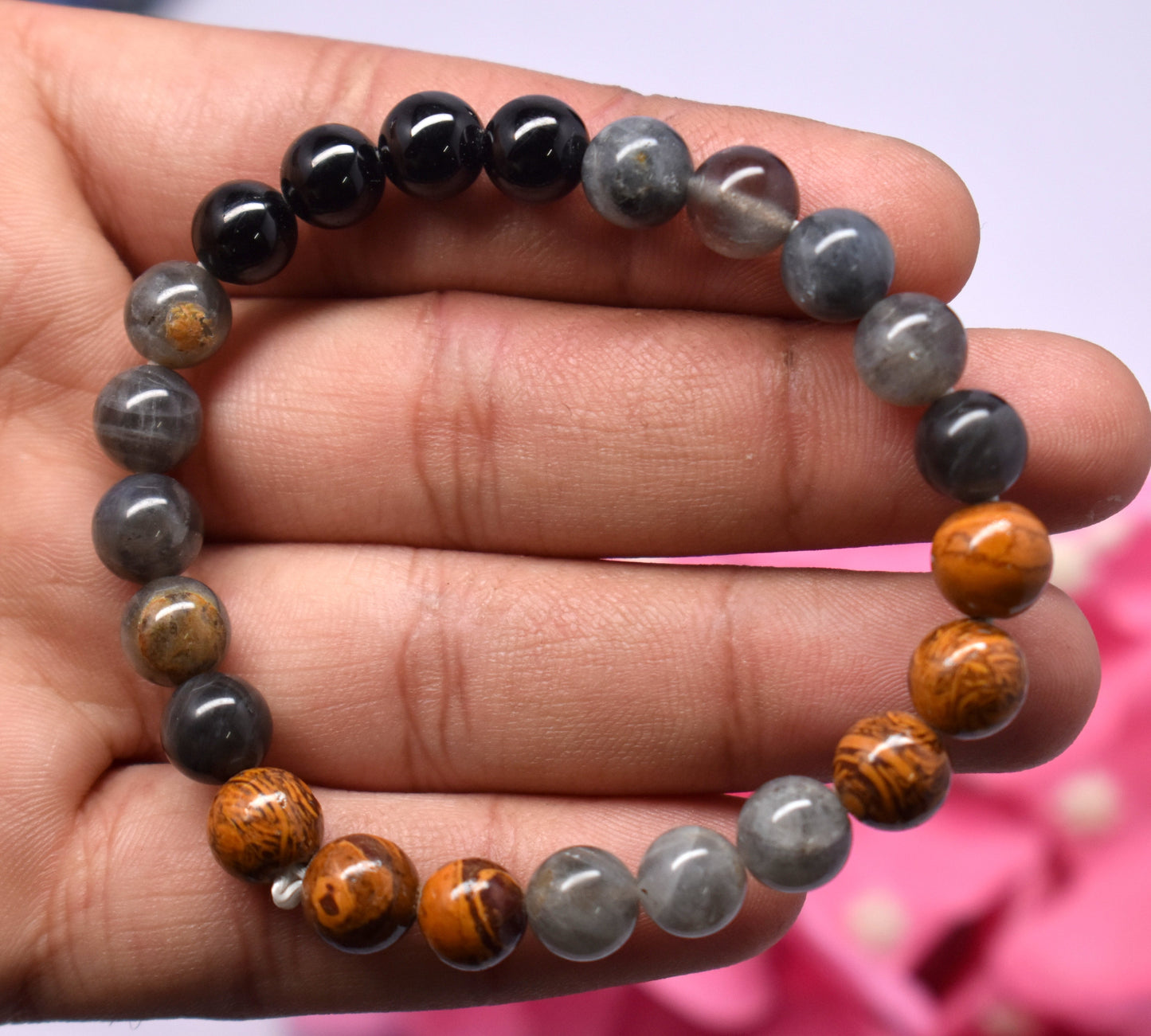 Labradorite, Mariyam Jasper And Black Onyx Bead Bracelet