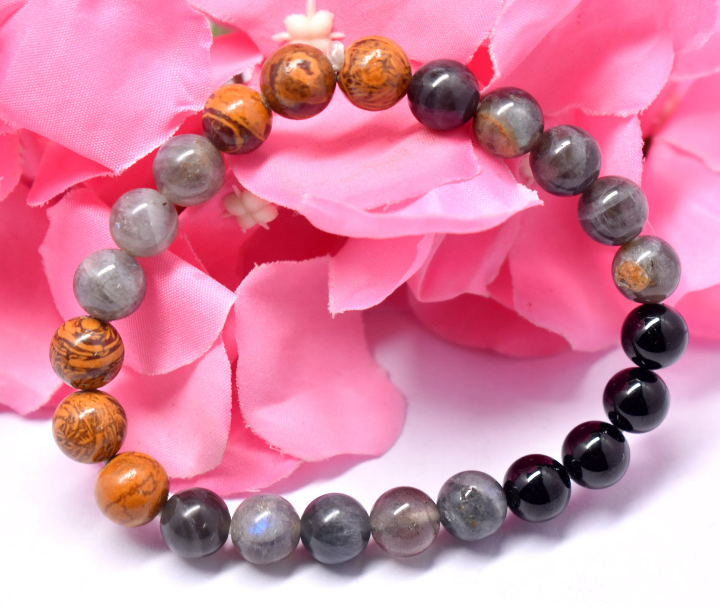 Labradorite, Mariyam Jasper And Black Onyx Bead Bracelet