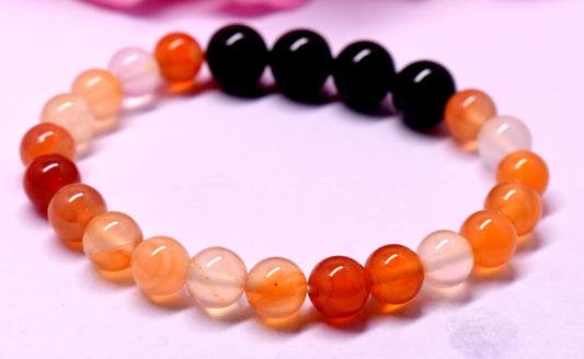 Carnelian And Garnet Bead Adjustable Bracelet,