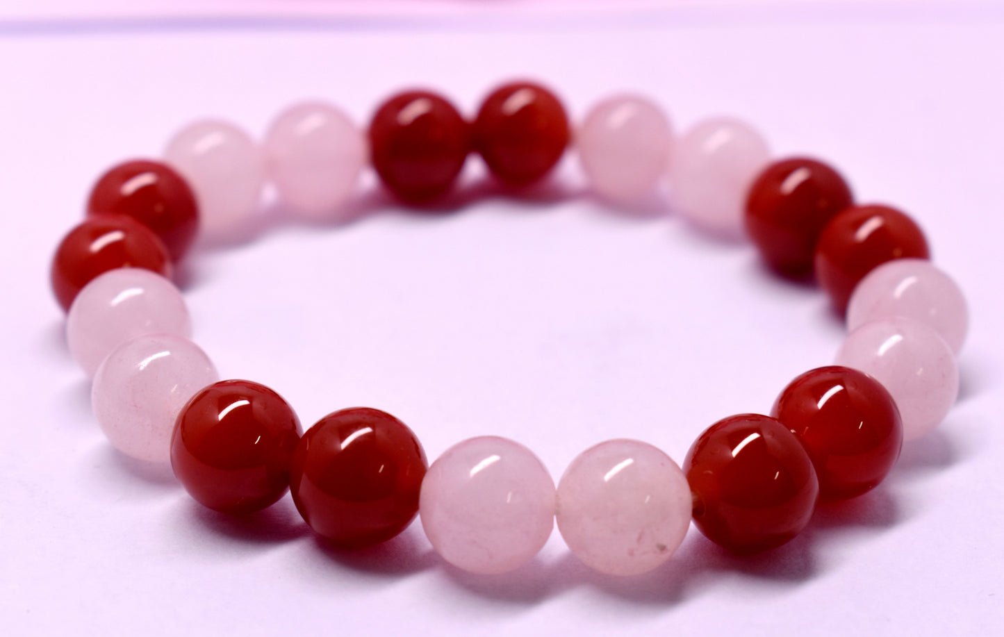 Rose Quartz And Carnelian Bead Bracelet