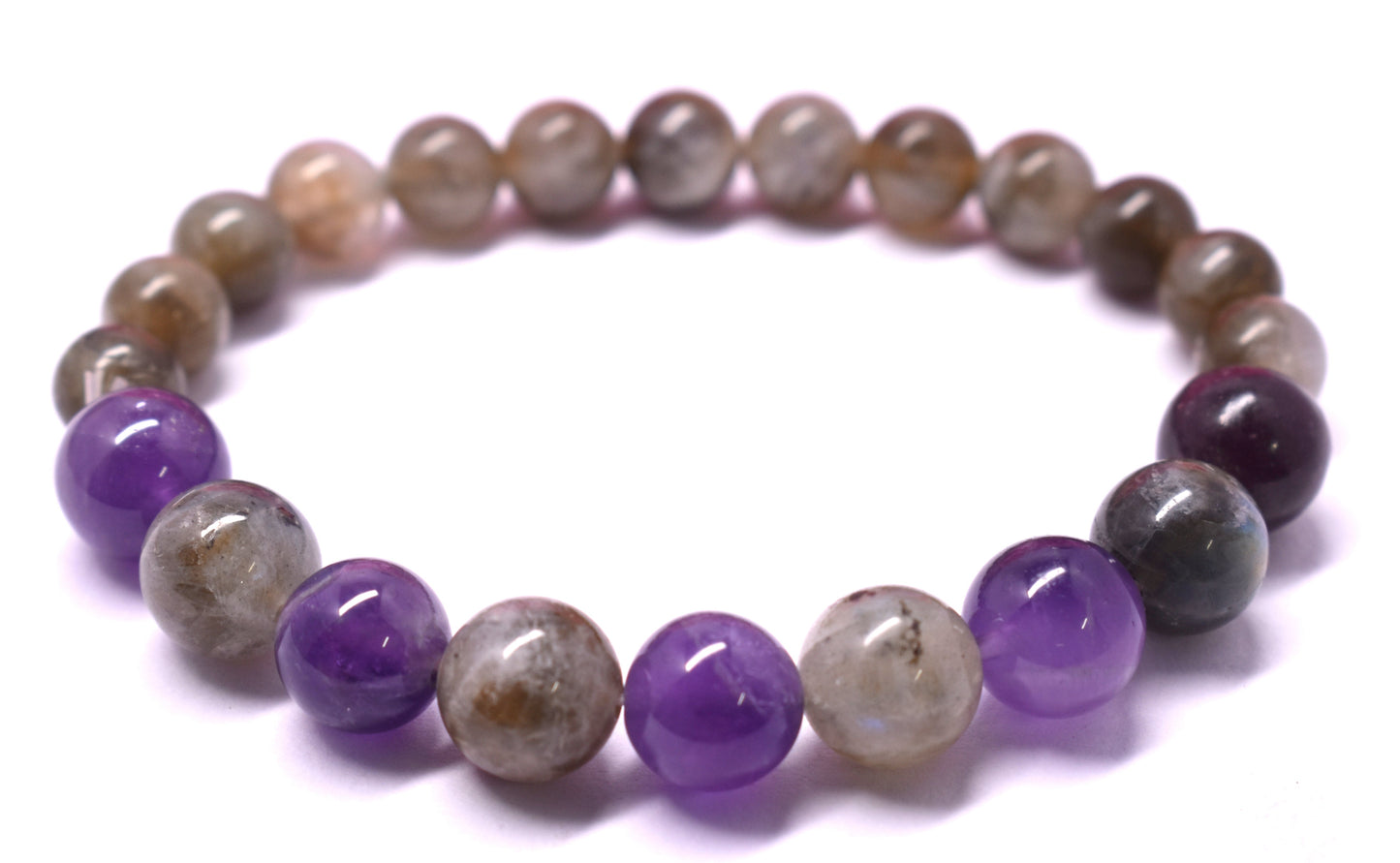 Labradorite And Amethyst Bead Bracelet