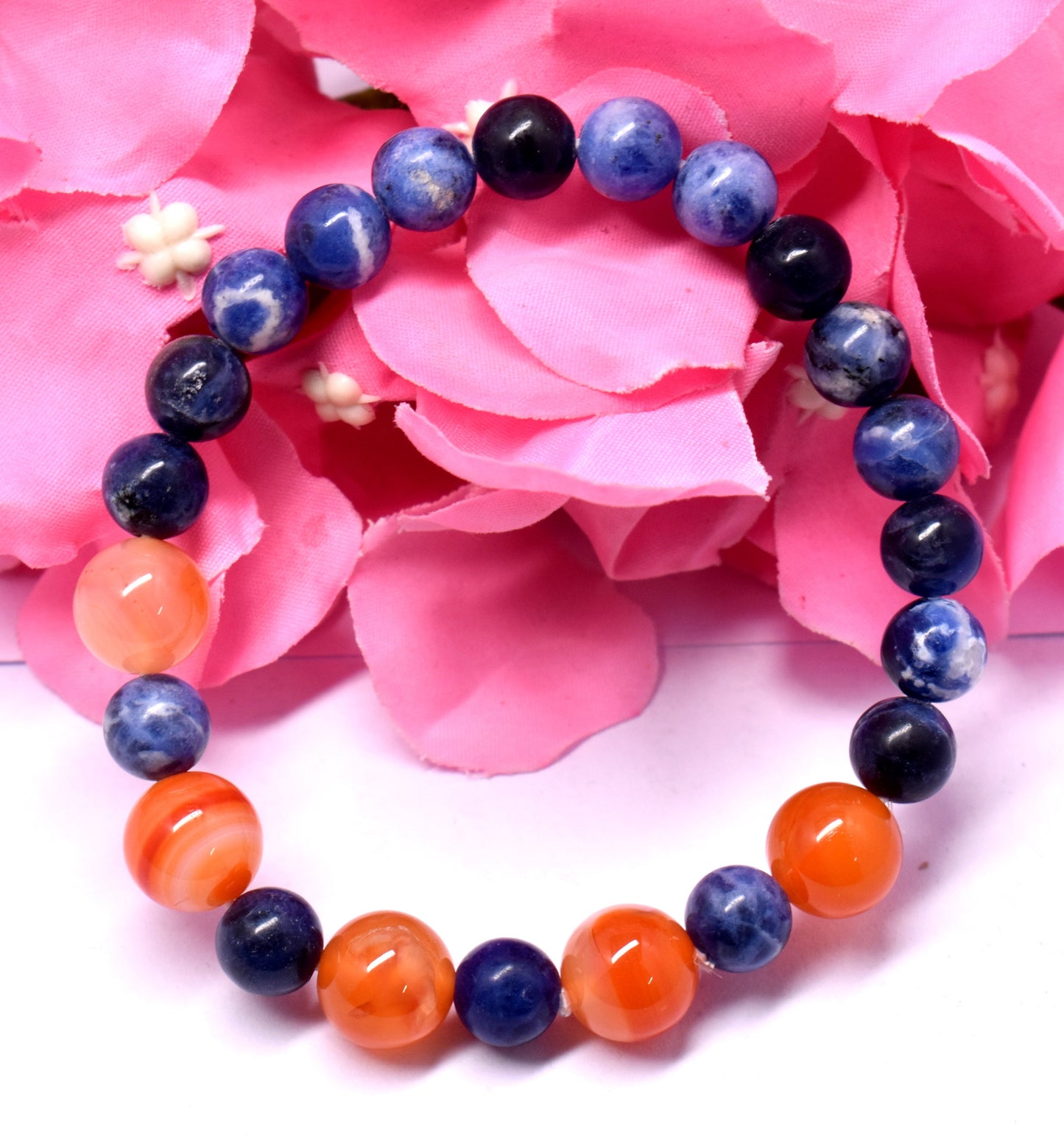 Carnelian And Sodalite Spirit Bead Adjustable Bracelet