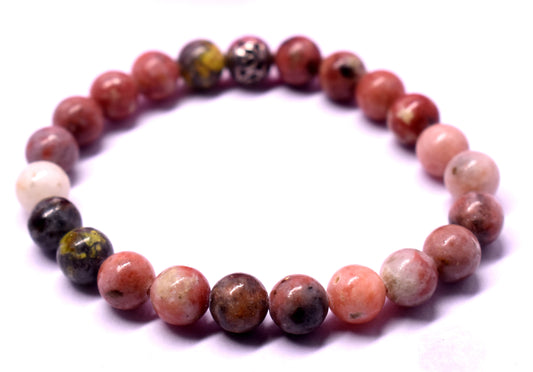 Rhodochrosite Crystal Bead Bracelet