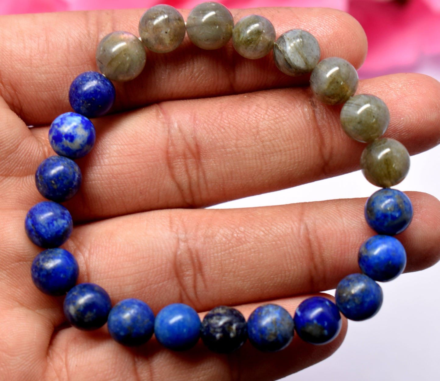 Lapis Lazuli And Labradorite Bead Bracelet