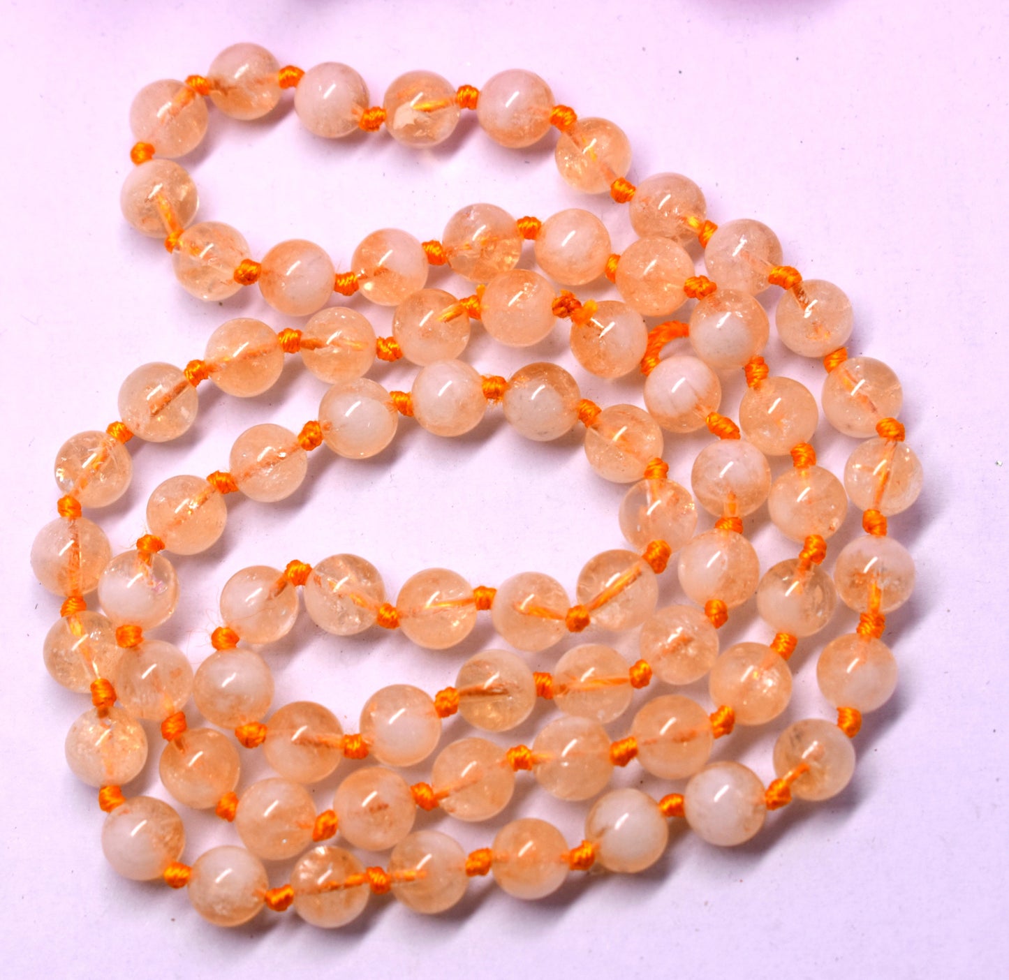 Natural Citrine Bead Knotted Mala