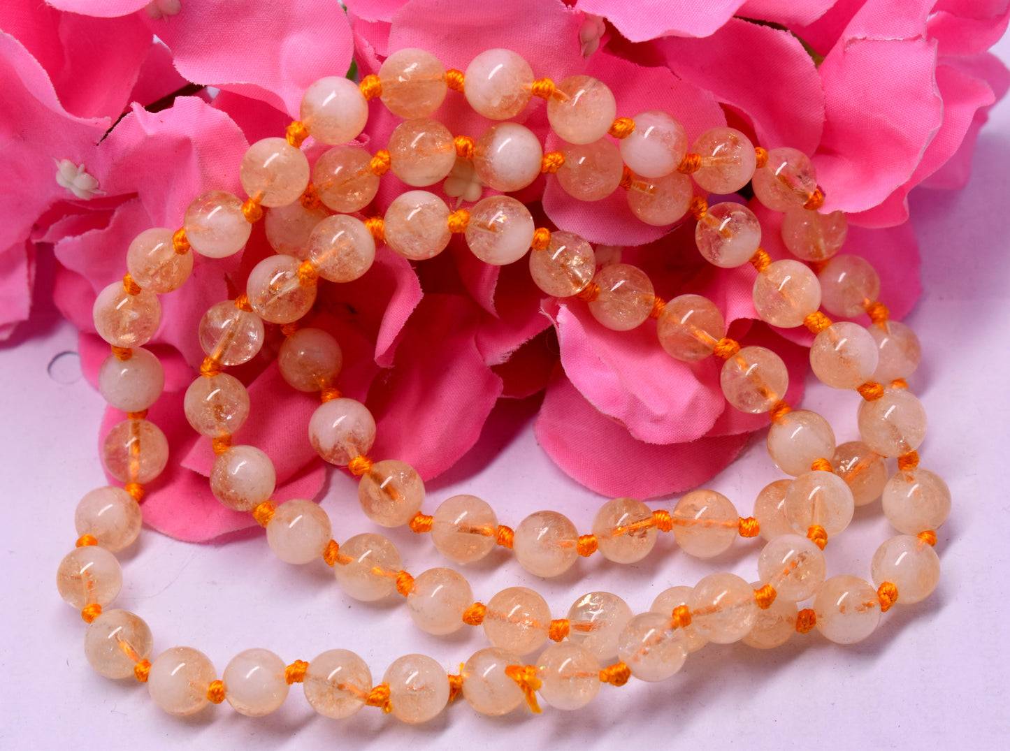 Natural Citrine Bead Knotted Mala