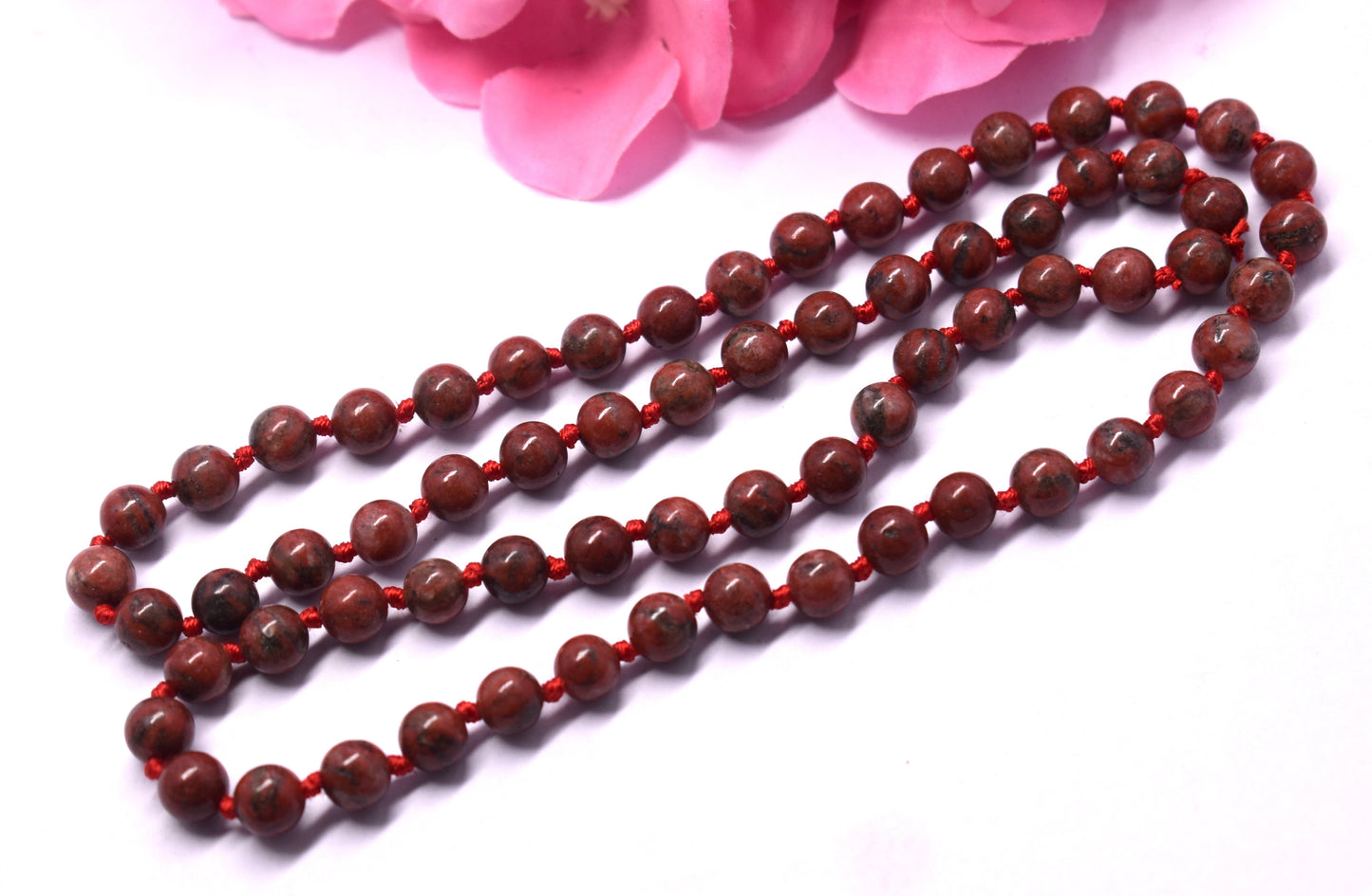 Red Jasper Bead Knotted Mala