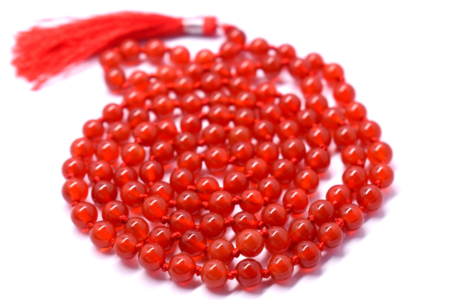 Carnelian Knotted Bead Mala