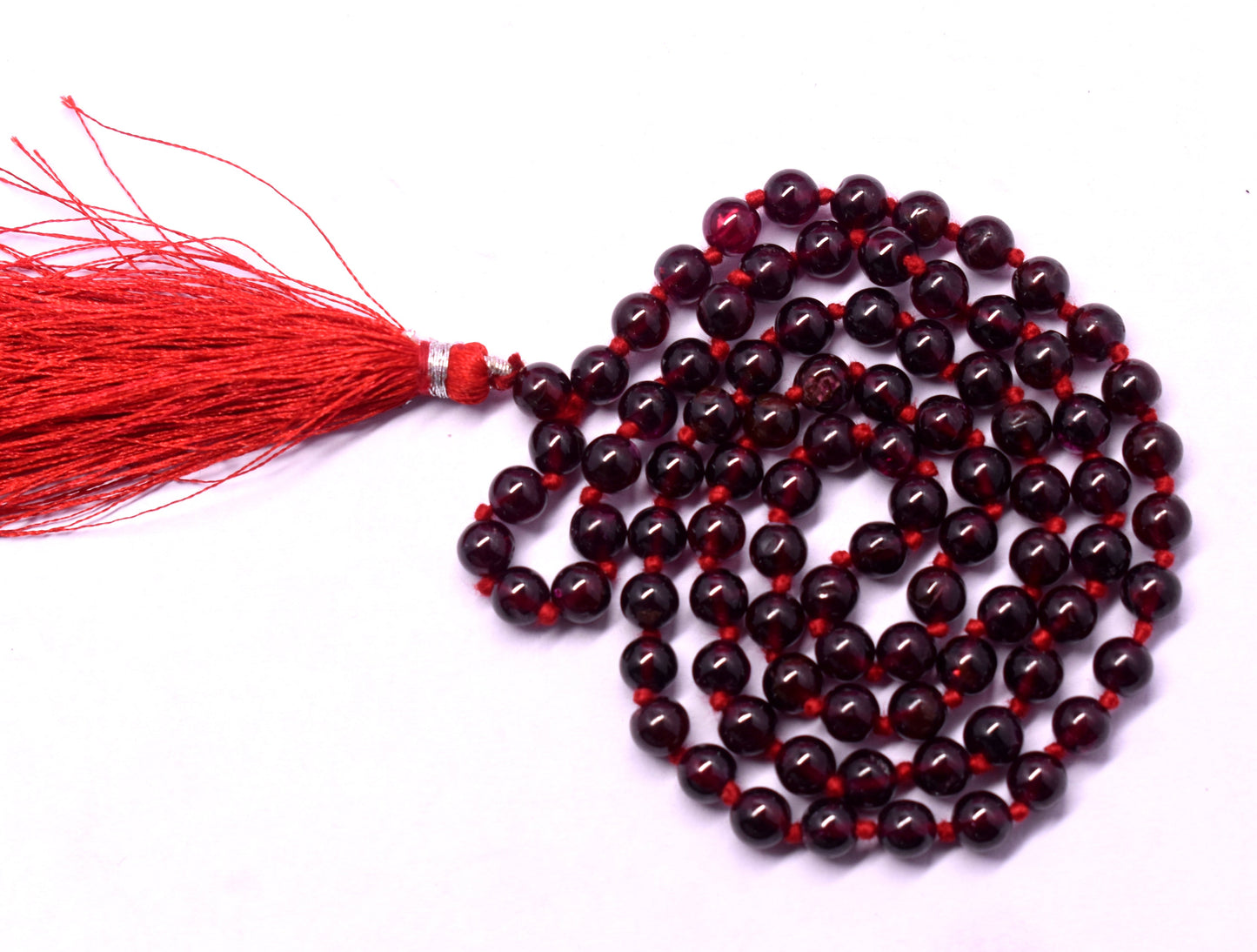 Garnet Bead Knotted Mala