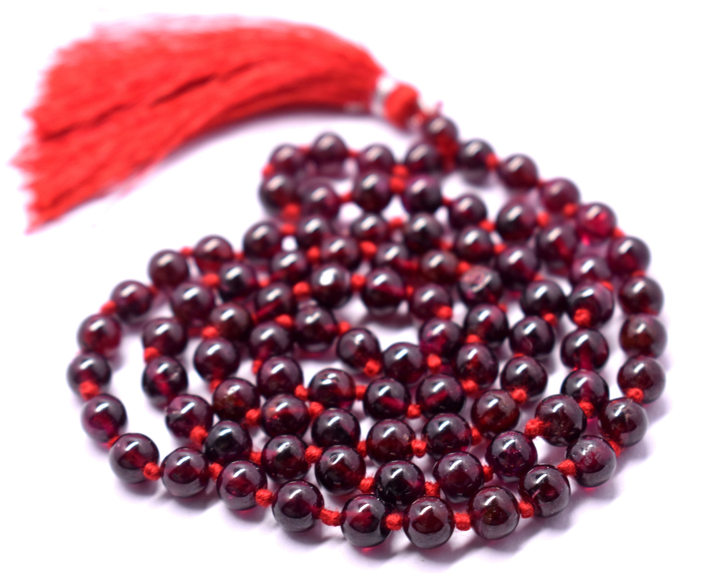 Garnet Bead Knotted Mala