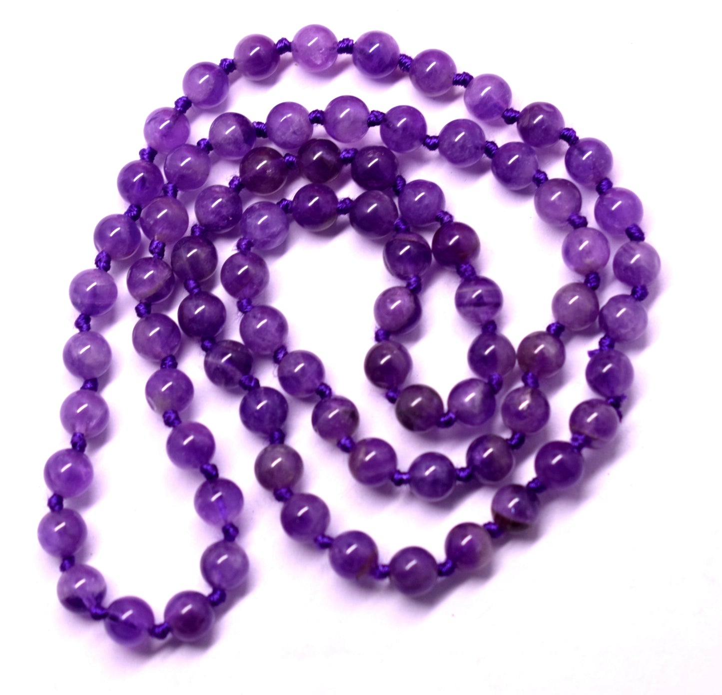 Amethyst Bead Knotted Mala