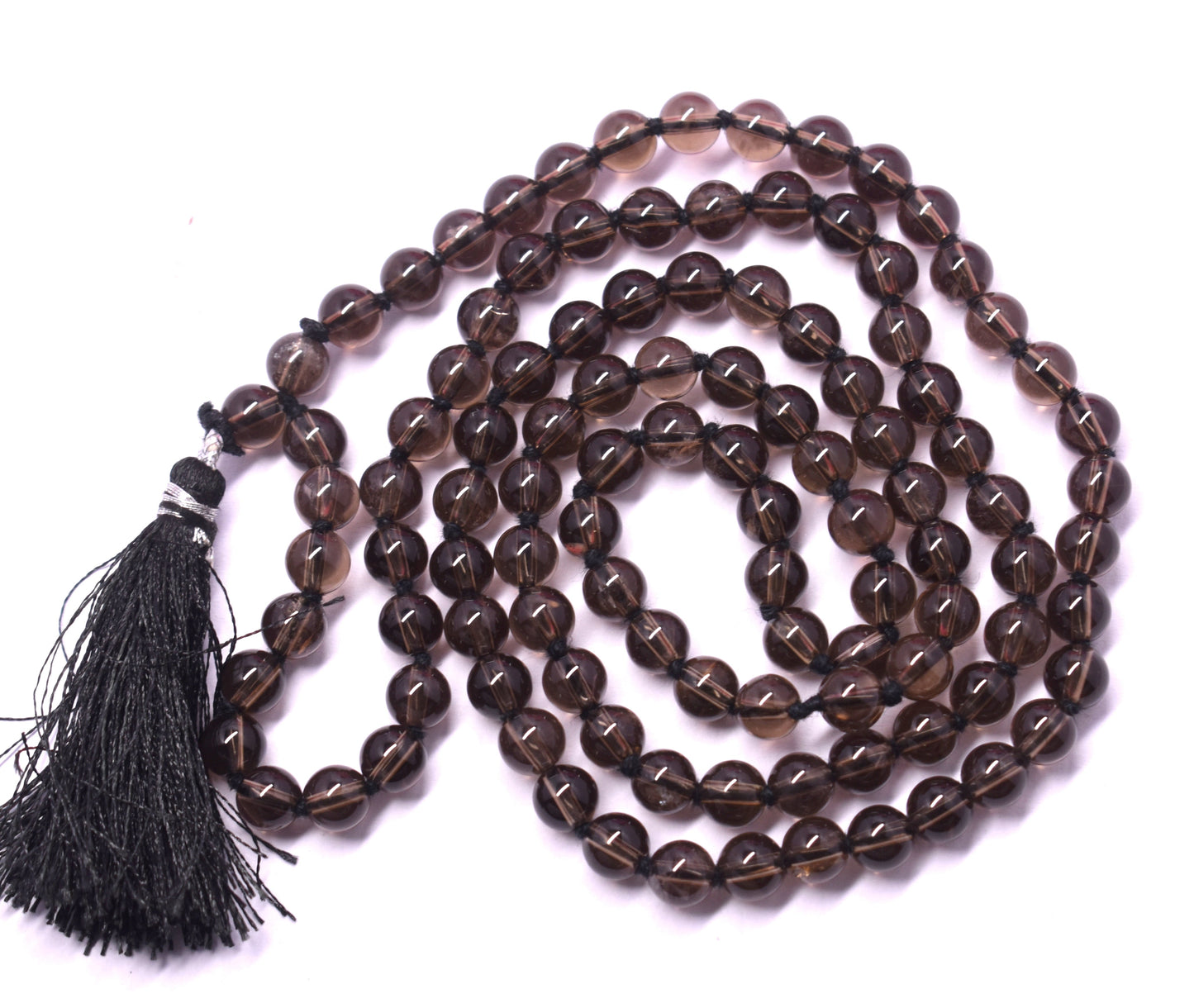 Smoky Quartz Bead Knotted Mala