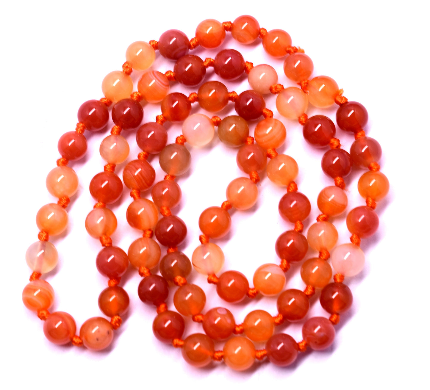 Carnelian Bead Knotted Mala