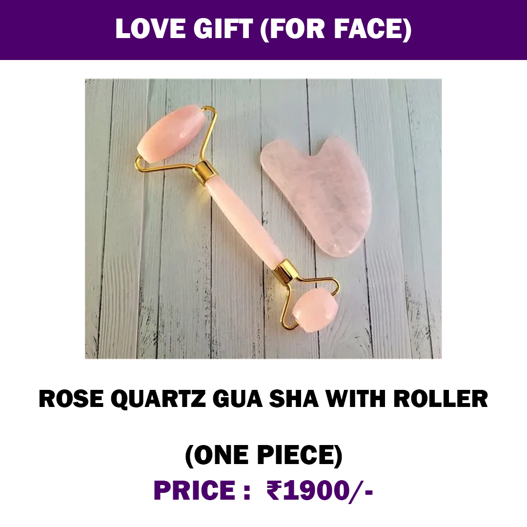 Love Gift (For Face) | Rose Quartz Roller and Gua Sha Set, Jade Roller and Gua Sha Stone,