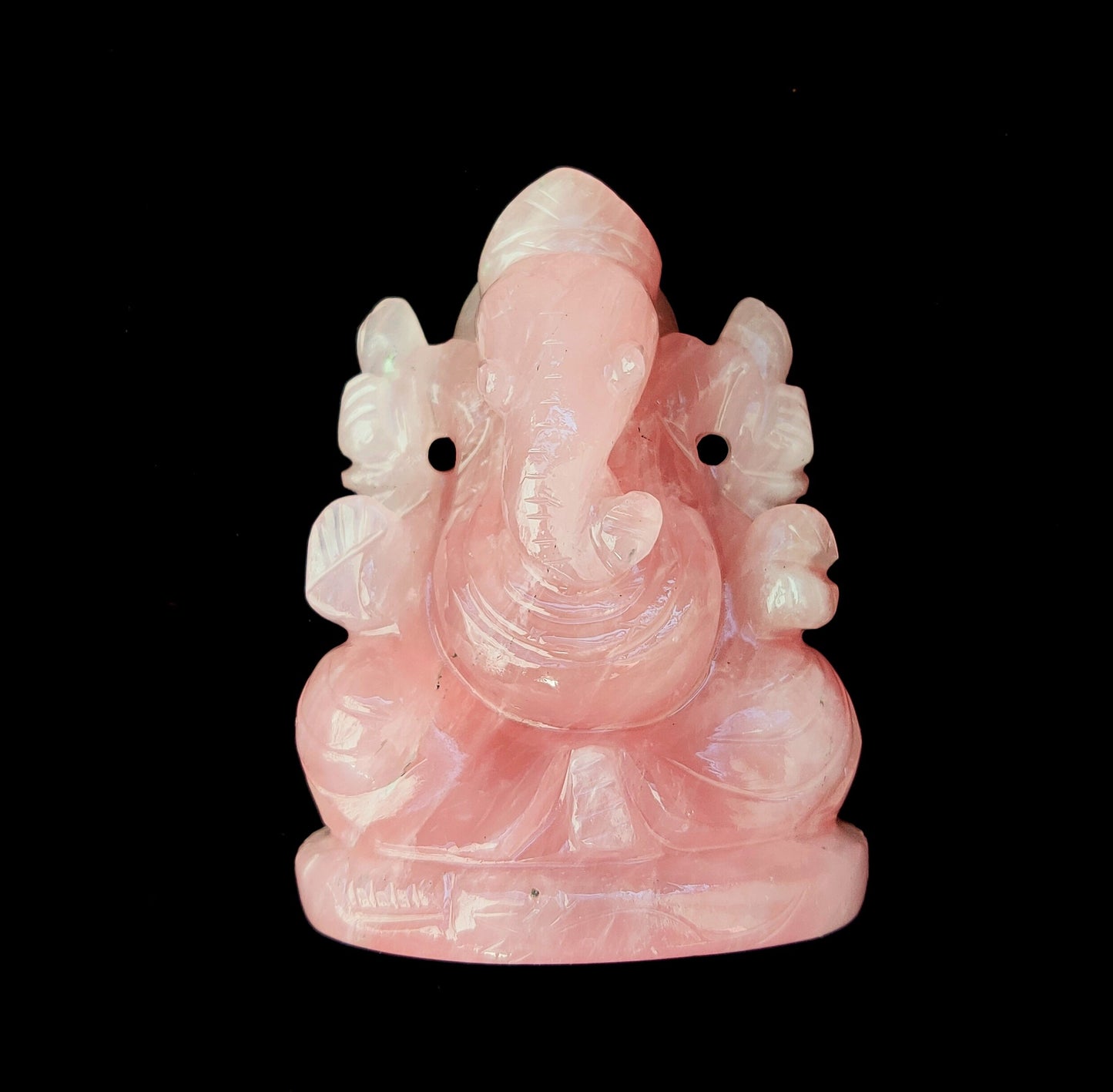 Rose Quartz Ganesh carved Gemstone Crystal Gift Sculpture Rock Statue Spiritual Reiki