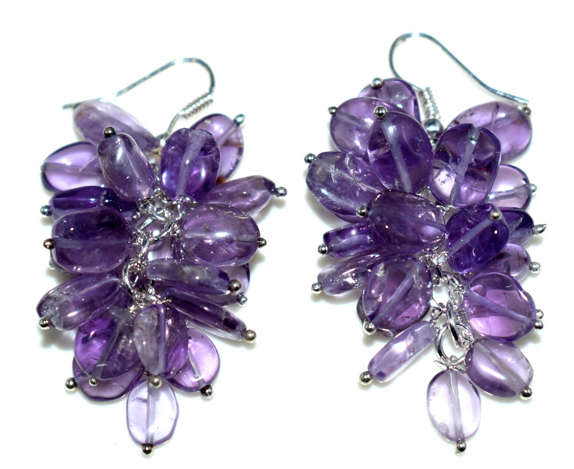 Natural Amethyst Stone Ear Hanging,{Earrings}