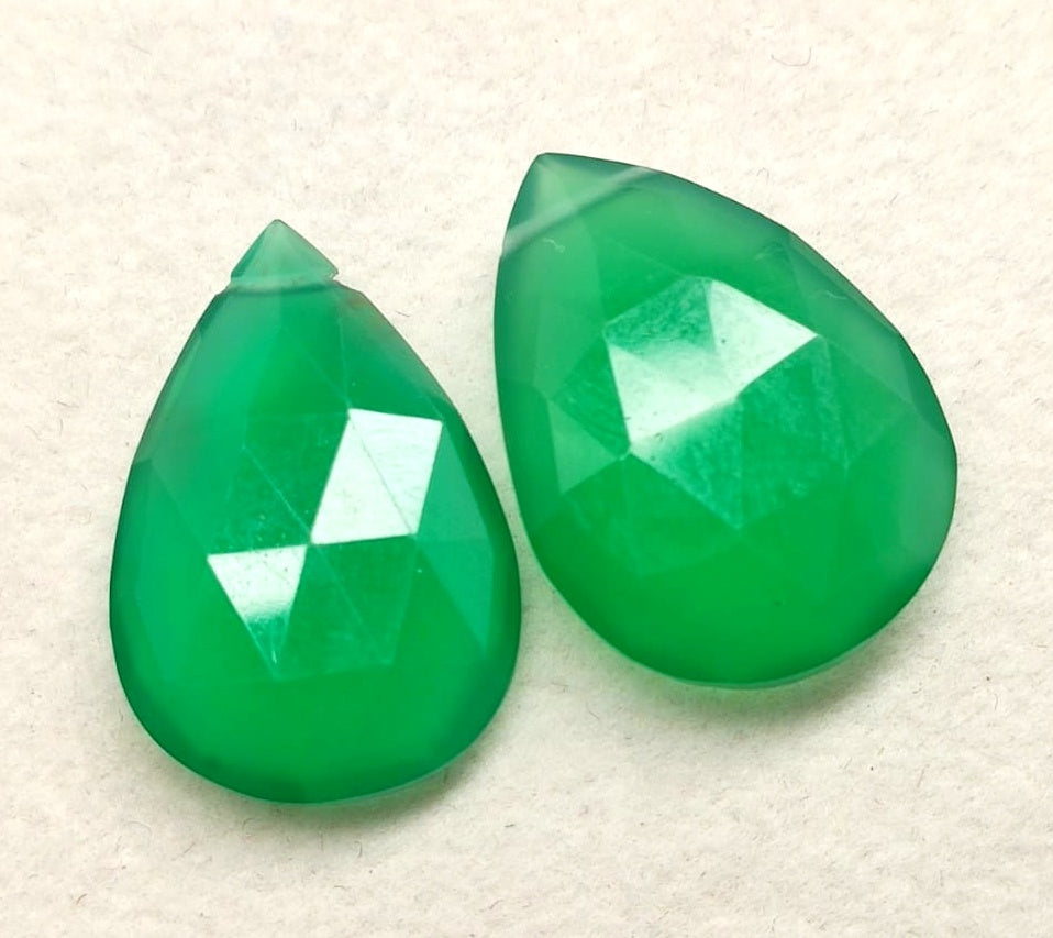 Green Onyx, Briolette Cut Drilled Loose Pair Gemstone