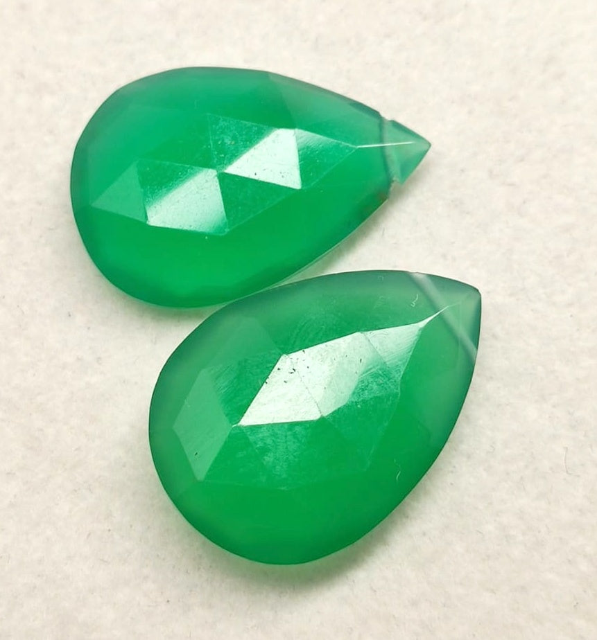 Green Onyx, Briolette Cut Drilled Loose Pair Gemstone