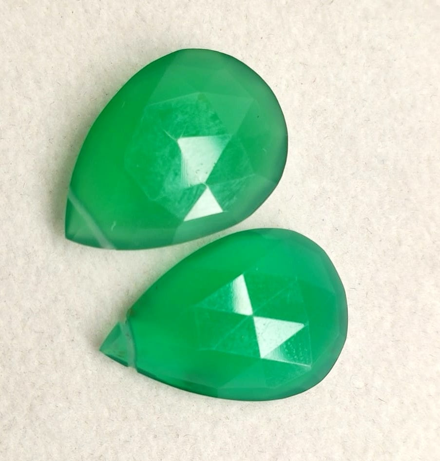 Green Onyx, Briolette Cut Drilled Loose Pair Gemstone