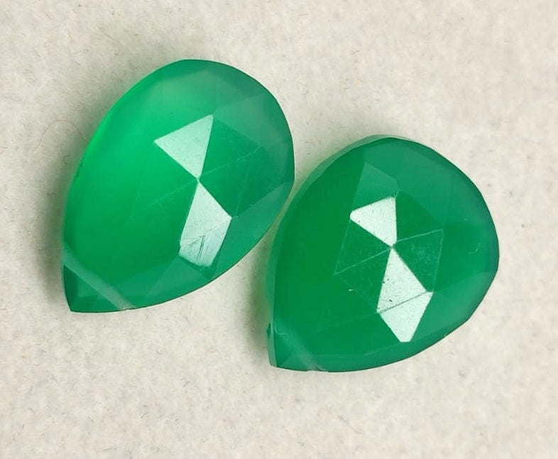 Green Onyx, Briolette Cut Drilled Loose Pair Gemstone