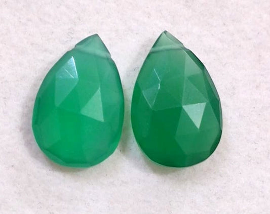 Green Onyx, Briolette Cut Drilled Loose Pair Gemstone