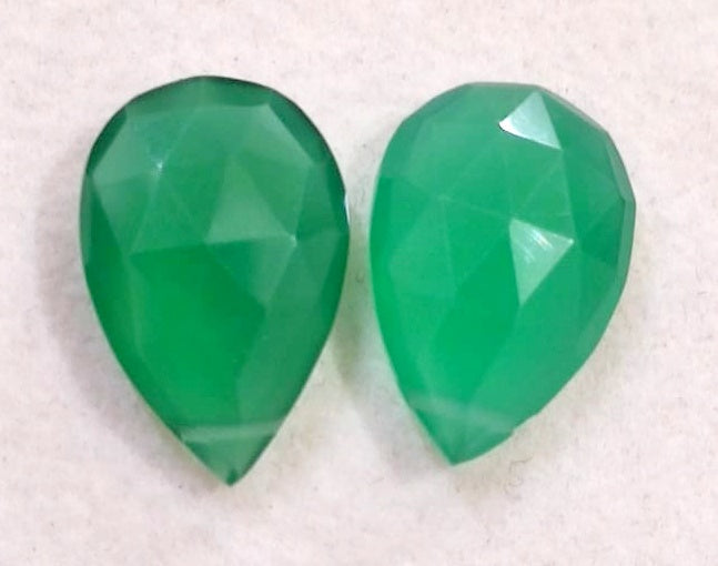 Green Onyx, Briolette Cut Drilled Loose Pair Gemstone