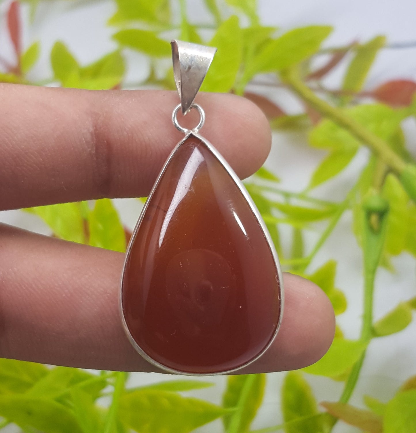 Natural Hessonite Garnet Gemstone Pendant, Handmade Pendant, 92.5 Sterling Silver