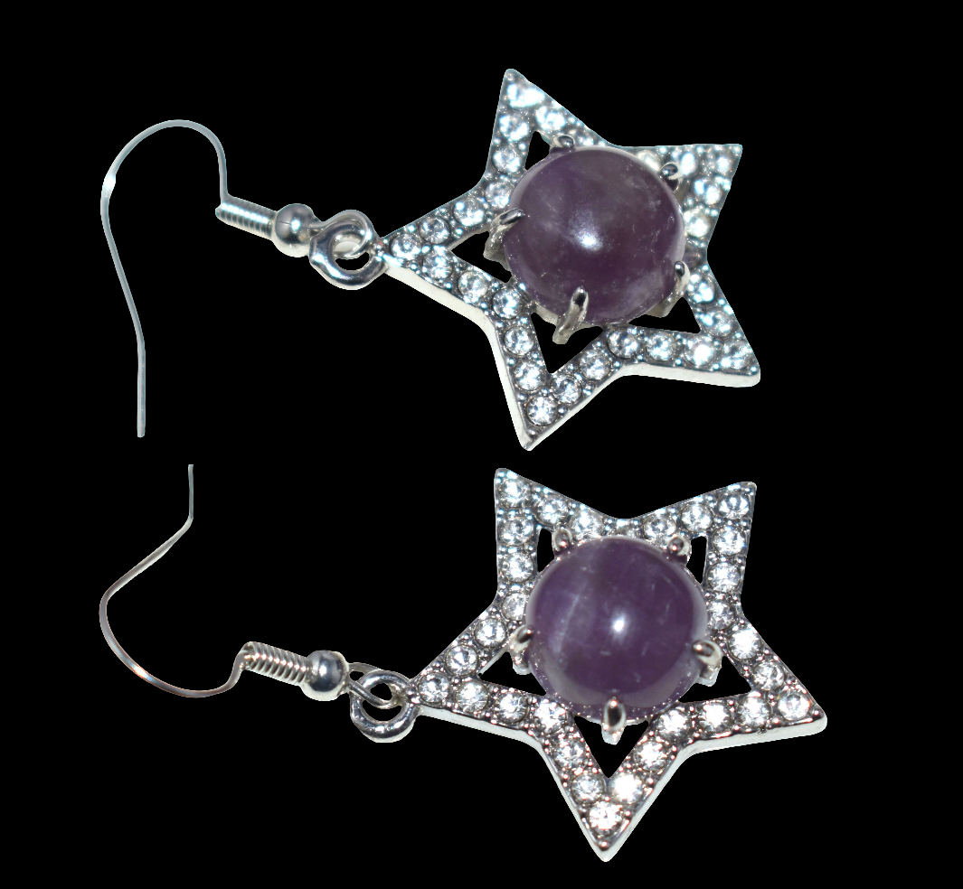 Beautiful Amethyst Ear Hangings, {Earrings} {Weight - 8.00 Gram}