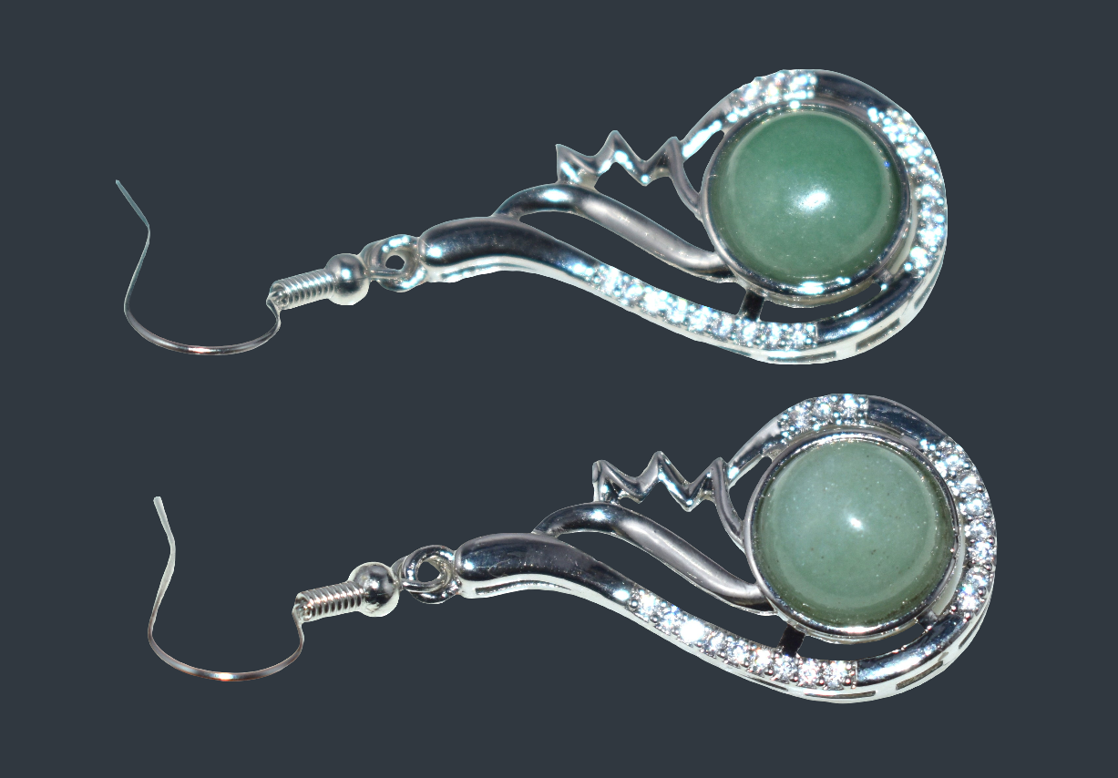 Green Aventurine Ear Hanging,{Earrings} {Weight - 6.25 Gram}