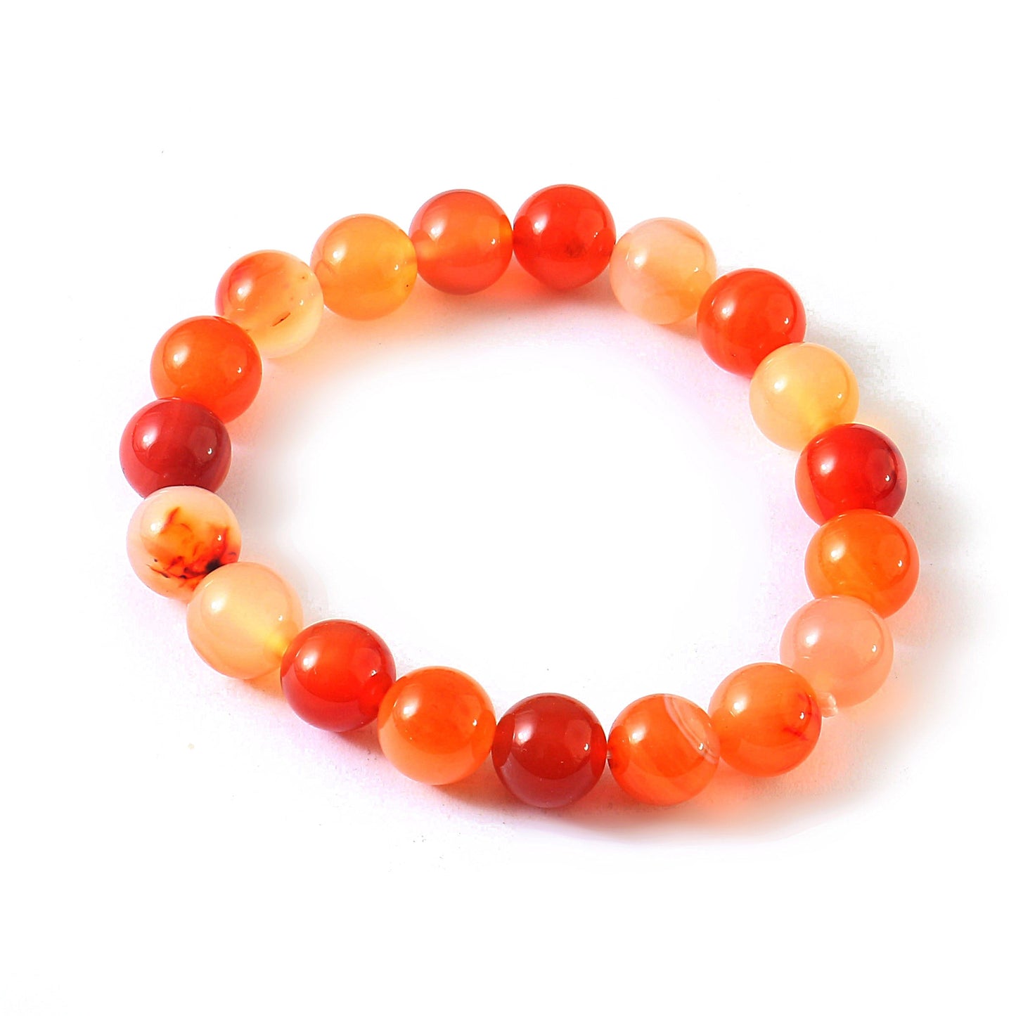 Natural Carnelian Stretch Bracelet - 8mm Red Carnelian Gemstone Beaded Bracelet - Carnelian Birthstone Crystal Yoga Bracelet