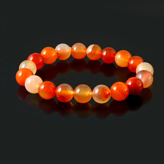 Natural Carnelian Stretch Bracelet - 8mm Red Carnelian Gemstone Beaded Bracelet - Carnelian Birthstone Crystal Yoga Bracelet