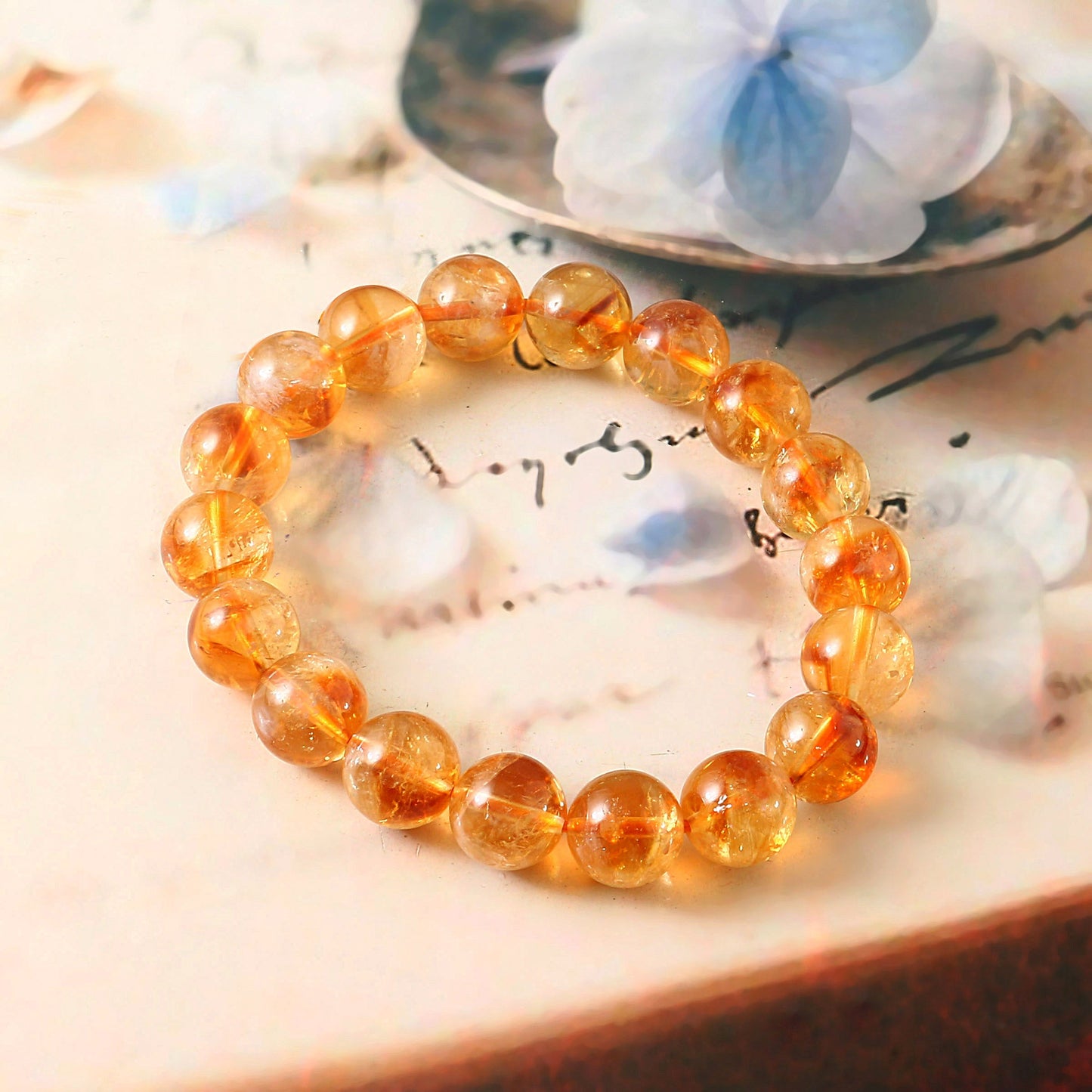 Natural Citrine Bead Bracelet Men Or Women