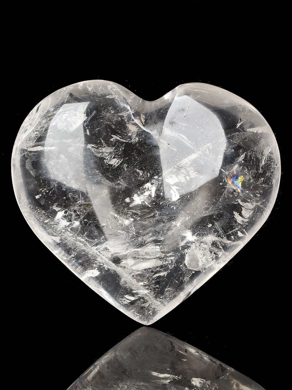 Clear Crystal Quartz Heart Gemstone, {71.40 Gram}