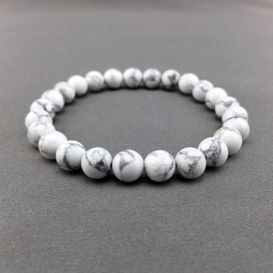 Howlite Bracelet, White Bracelet, Gemstone Bracelet,