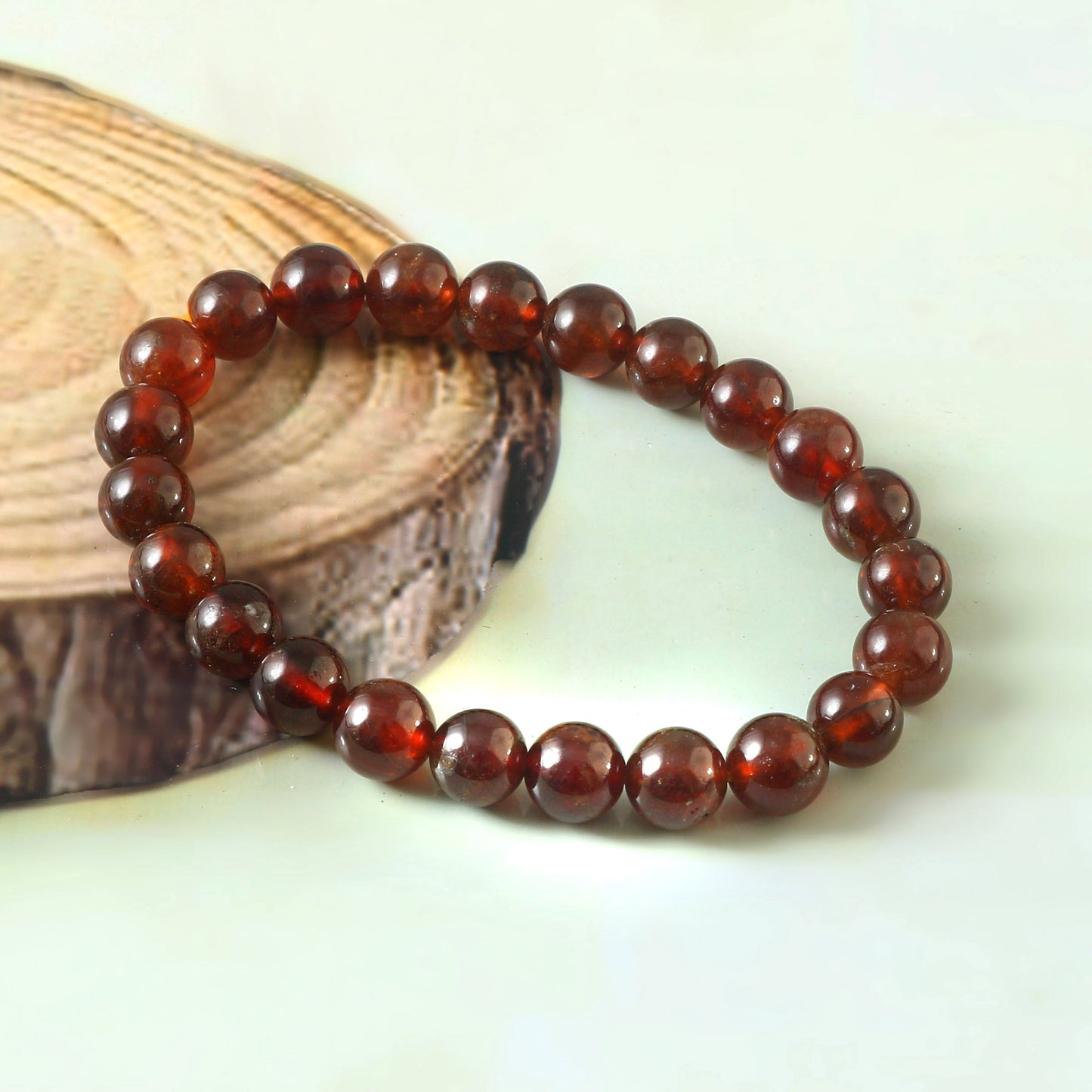 Hessonite Garnet Bracelet-Self RESPECT/CHALLENGES/FERTLITY-Gemstone Bracelet-8mm-Boho Natural Stretchy Bracelet-