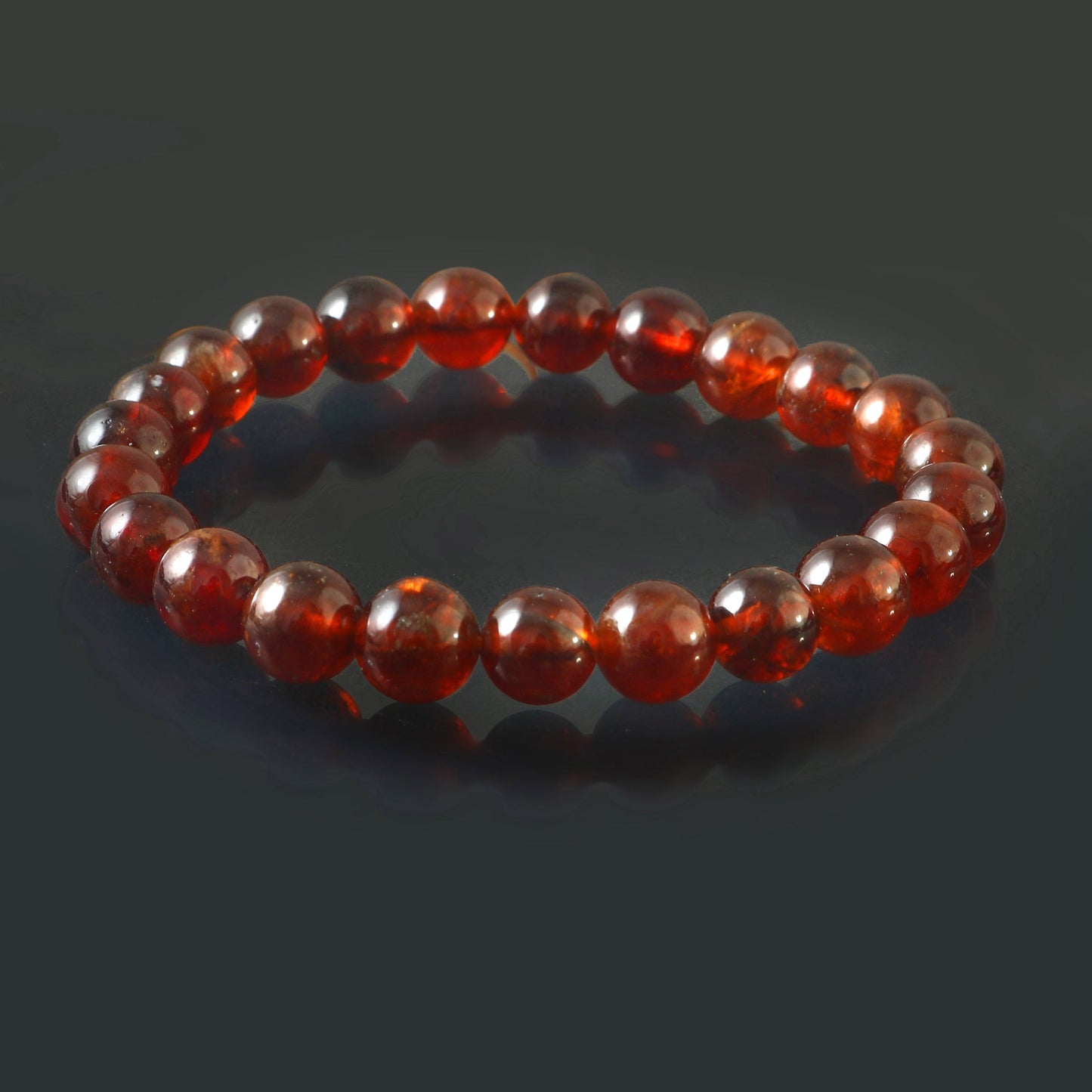 Hessonite Garnet Bracelet-Self RESPECT/CHALLENGES/FERTLITY-Gemstone Bracelet-8mm-Boho Natural Stretchy Bracelet-