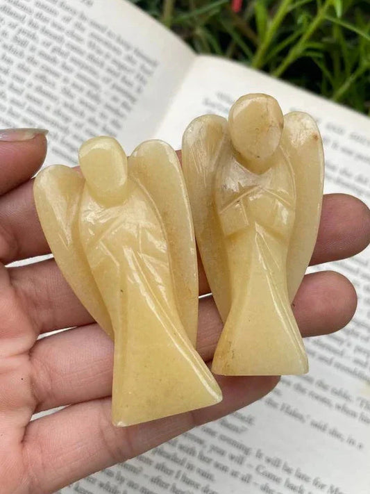 Beautiful Natural Yellow Aventurine Angels Pair 2'' inches