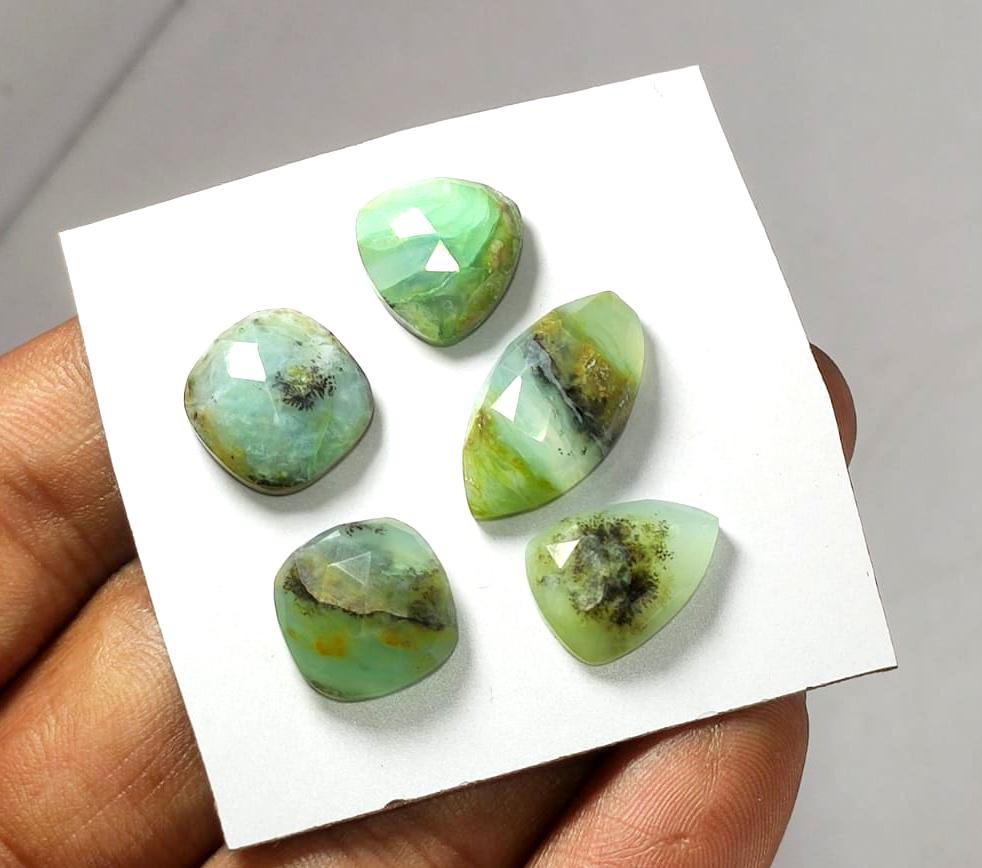 100% Natural Peruvian Opal, Flat Backs Rose Cut Gemstone Lot, 25.30 Carat, Size-12x12x5mm To 20x10x5mm, For Jewelry Making, Pieces-5