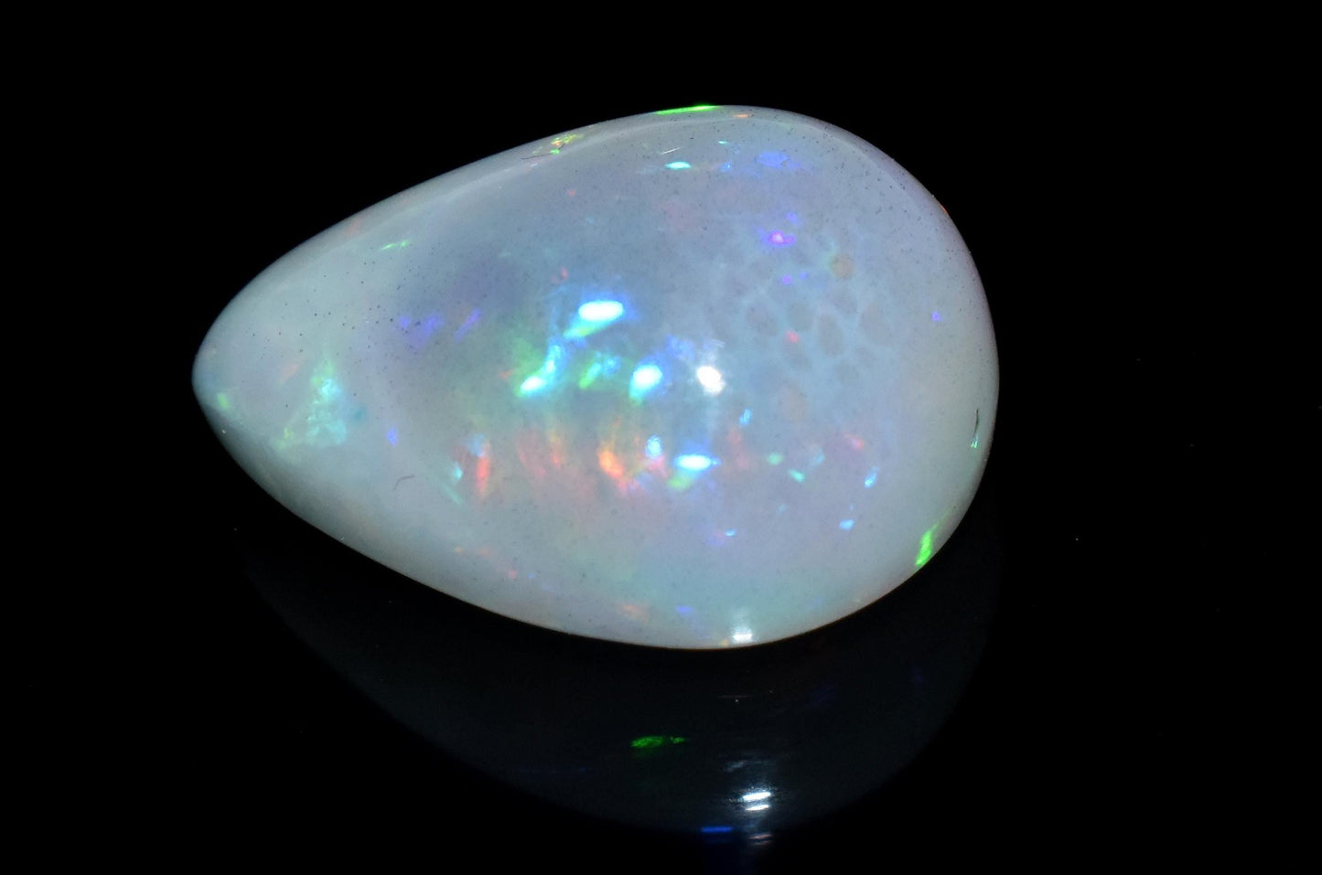 100% Natural Ethiopian Opal, Pear Welo Fire Cabochon Loose Gemstone, 14.85 Carat, Size-14.5x20x9.5mm, Multi Fire Opal, For Jewelry