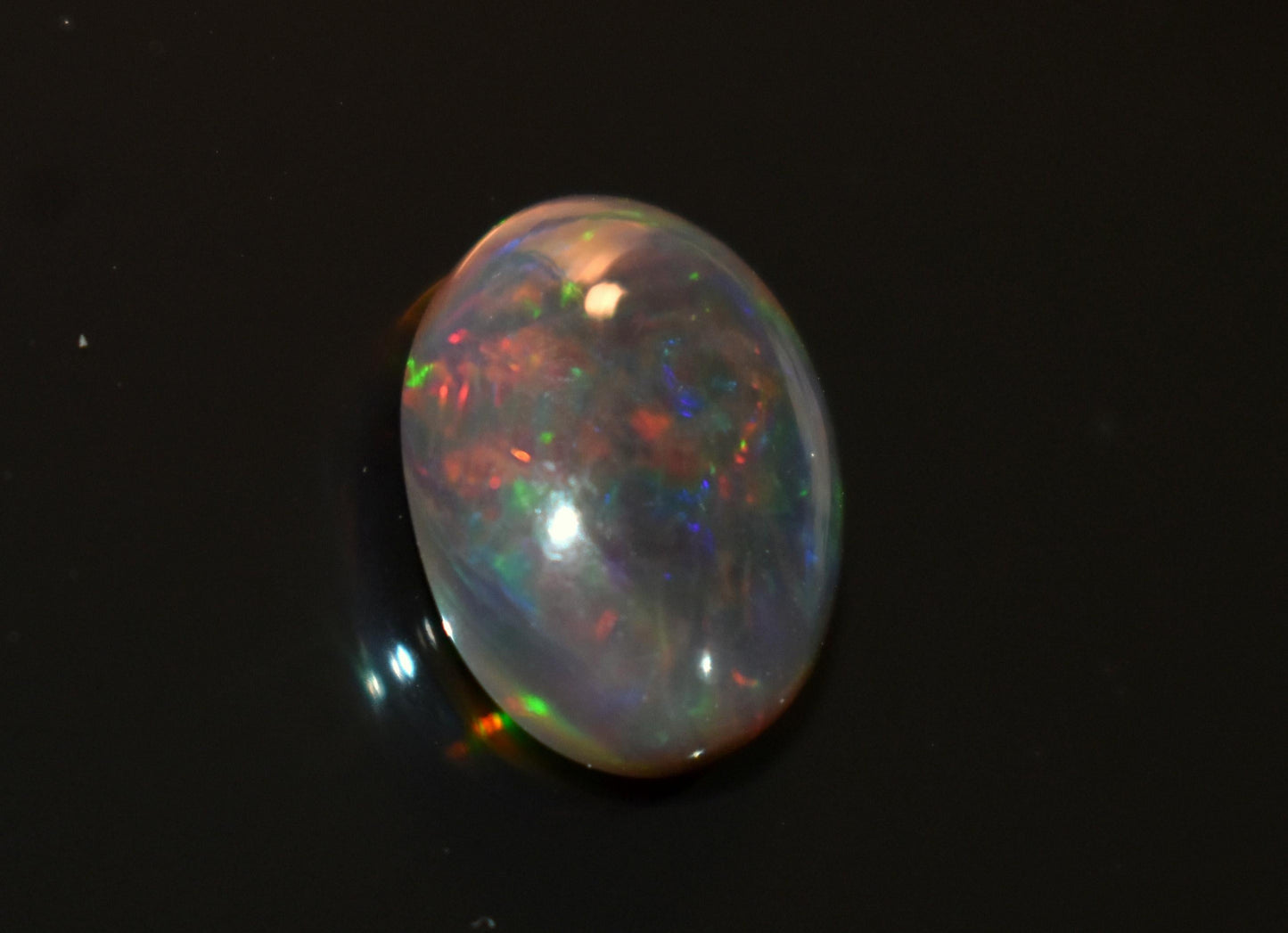 Natural Black Ethiopian Opal, Welo Fire Oval Smooth Cabochon Loose Gemstone, 5.10 Crt, Size-11.5x15x5.5mm, For Jewelry Making, Gift For Her