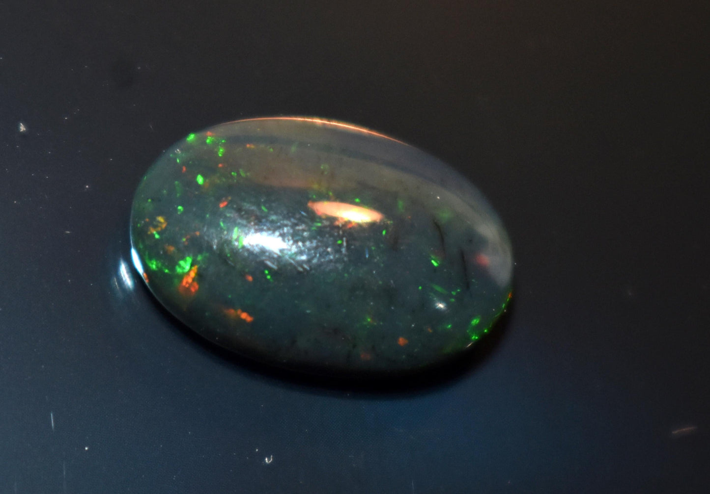 100% Natural Black Ethiopian Opal, Welo Fire Oval Smooth Cabochon Loose Gemstone, 3.50 Ct, Size-9.5x14.5x4.5mm, For Jewelry Making,