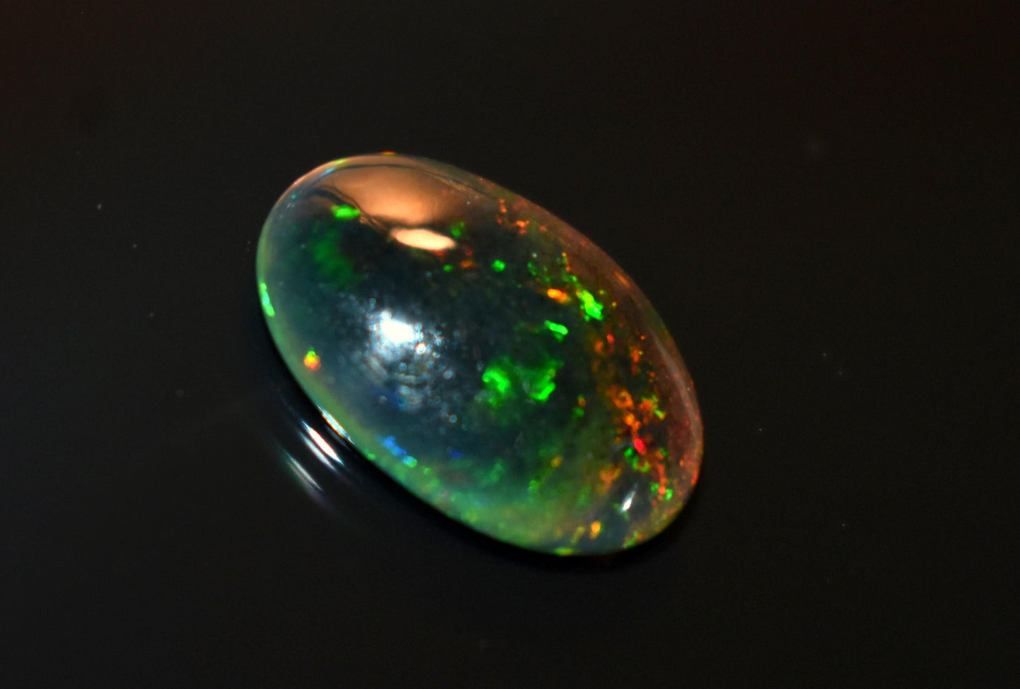 Opal, Natural Black Ethiopian Opal, Welo Fire Oval Smooth Cabochon Loose Gemstone, 2.05 Ct, Size-10x14x3mm, For Jewelry Making,