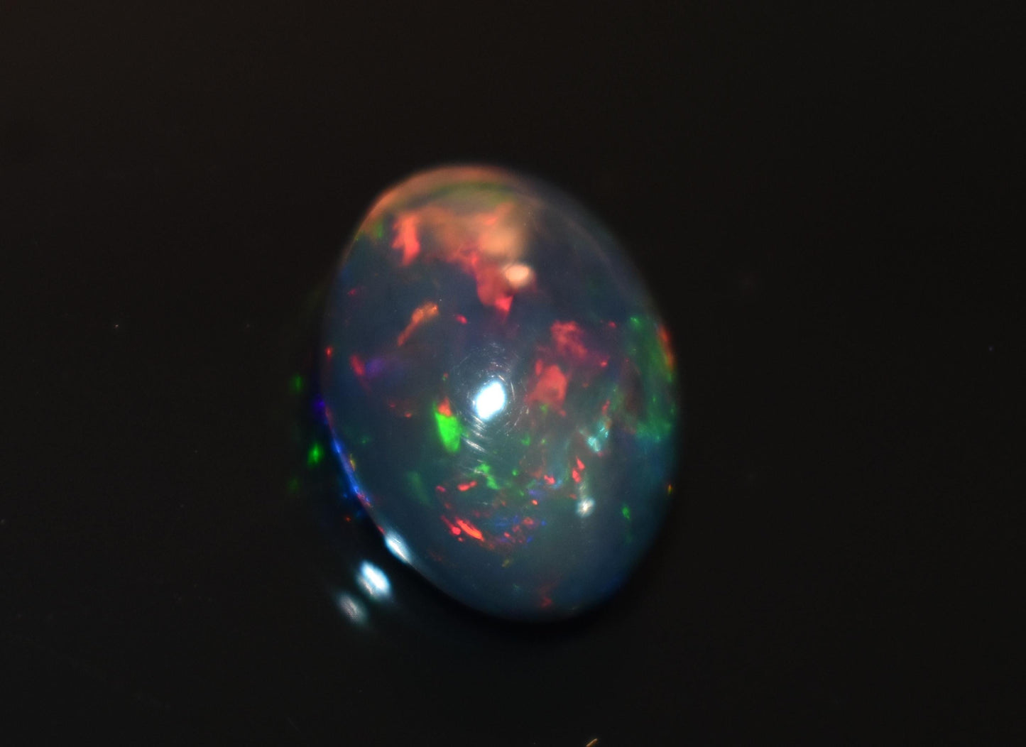 Opal, Natural Black Ethiopian Opal, Welo Fire Oval Smooth Cabochon Loose Gemstone, 3.20 Ct, Size-10x13.5x5.5mm, For Jewelry Making,